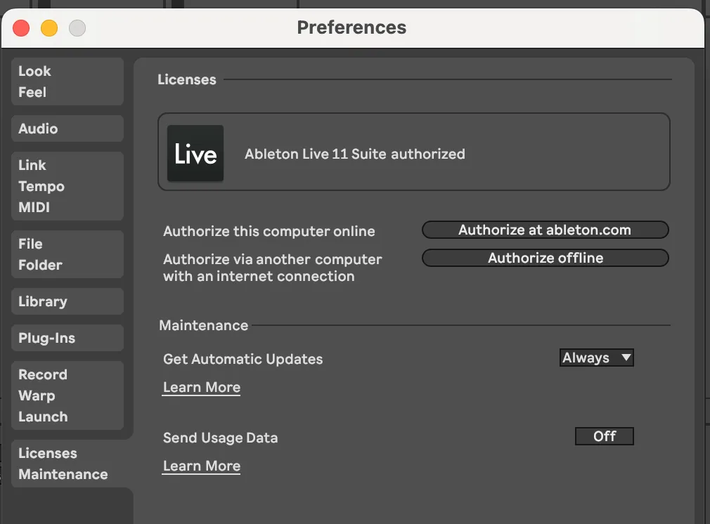 Ableton 11 License Maintenance