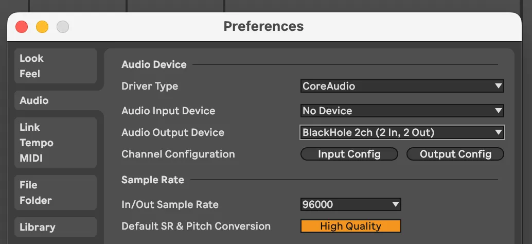 Ableton 11 Preferences: Audio